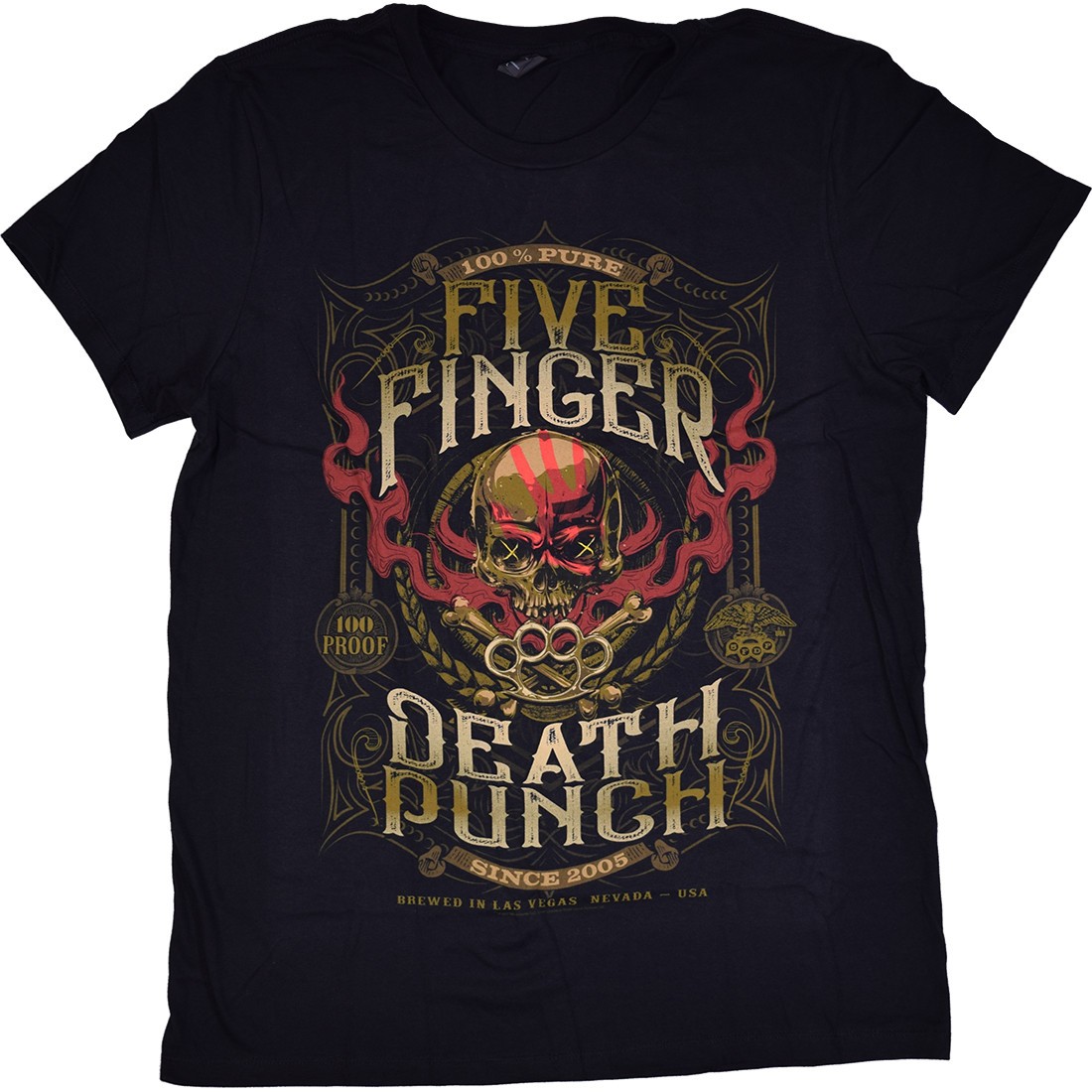 [Limited Edition] Vintage Five Finger Death Punch Hundred Proof Black T-Shirt Li gallery