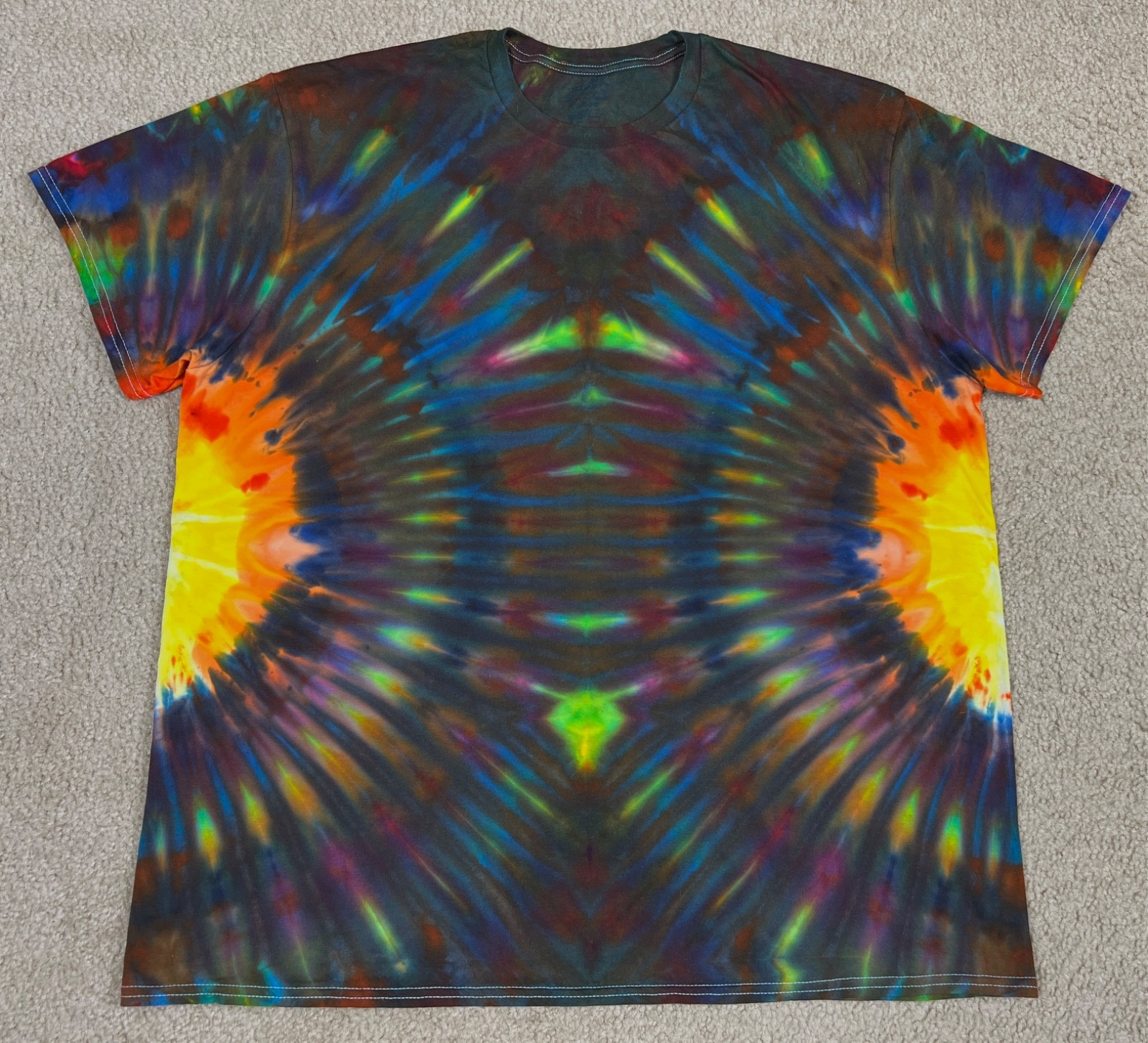 Handmade Ice Tie Dye T-Shirt 2XL Mens Womens Soft Cotton Side Fanfold gallery