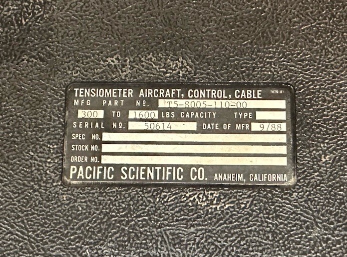 Pacific Scientific T5 Cable Tensiometer With Case T5-8005-110-00