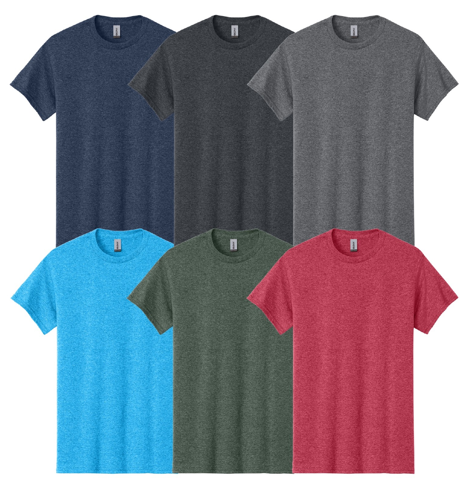 Gildan Heavy Cotton Men’s Crew Heather T-Shirts Multipack (6 Pack)