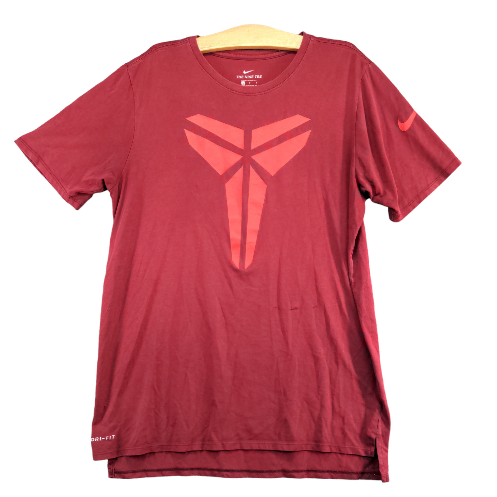 Nike Dri Fit Men’s T Shirt Red Size L PolyCotton Triangle Logo