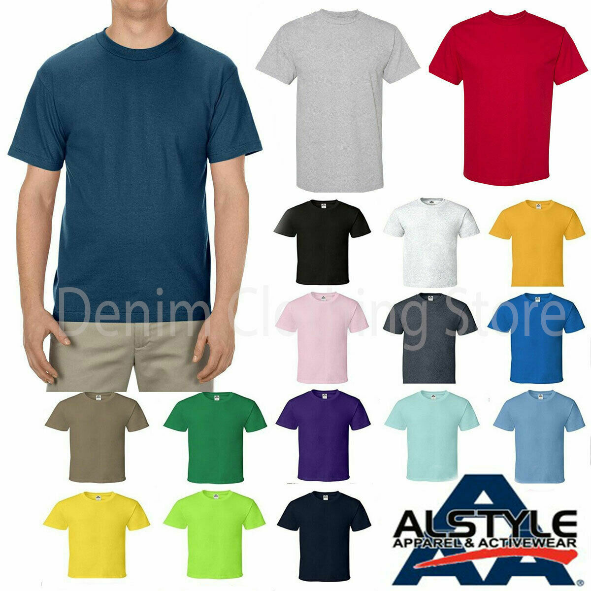 Alstyle Apparel AAA T Shirt 1301 Men's Plain Blank Short Sleeve T Shirts S-5XL gallery