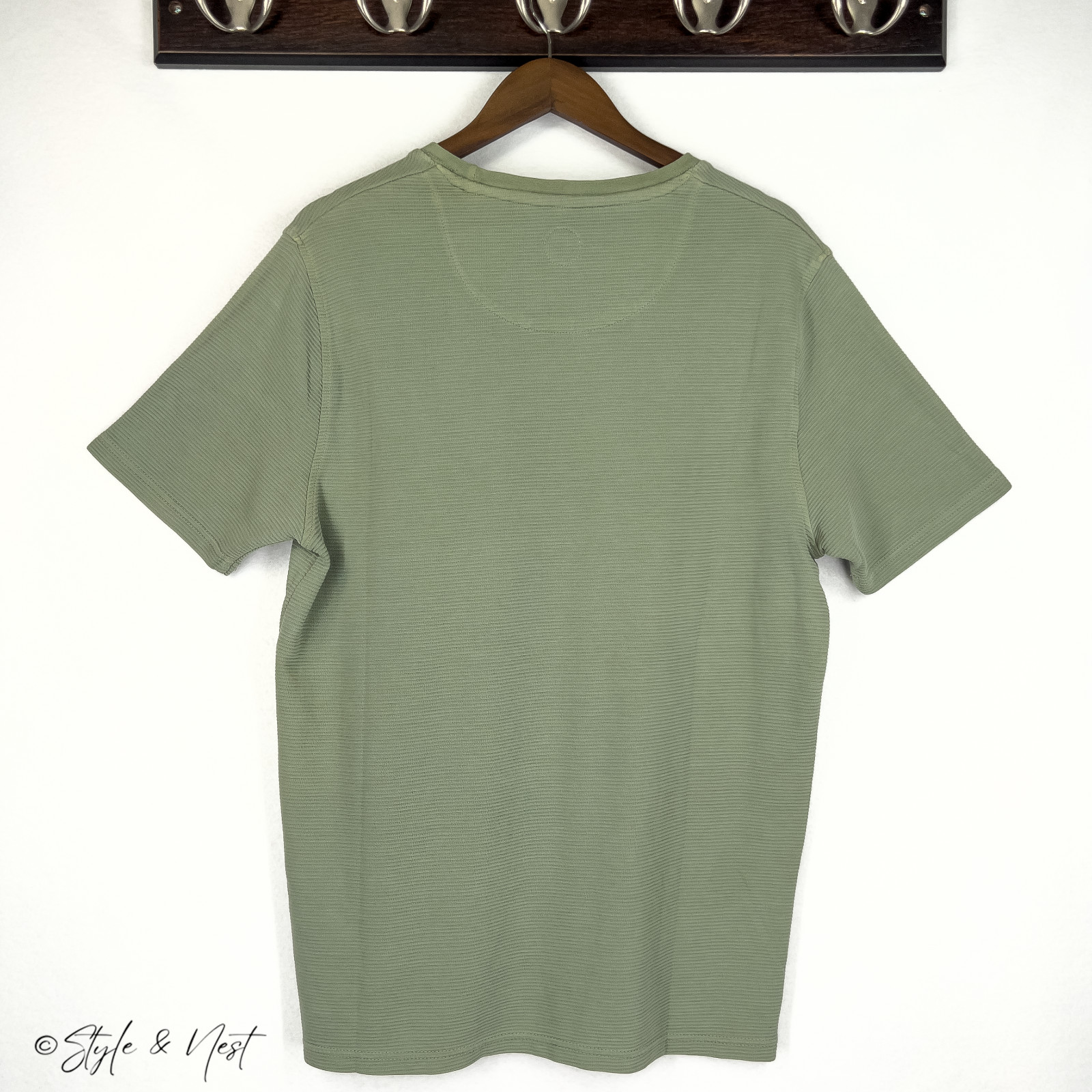 Common People Waffle Knit Tee Medium Sage Green Cozy Ribbed gallery