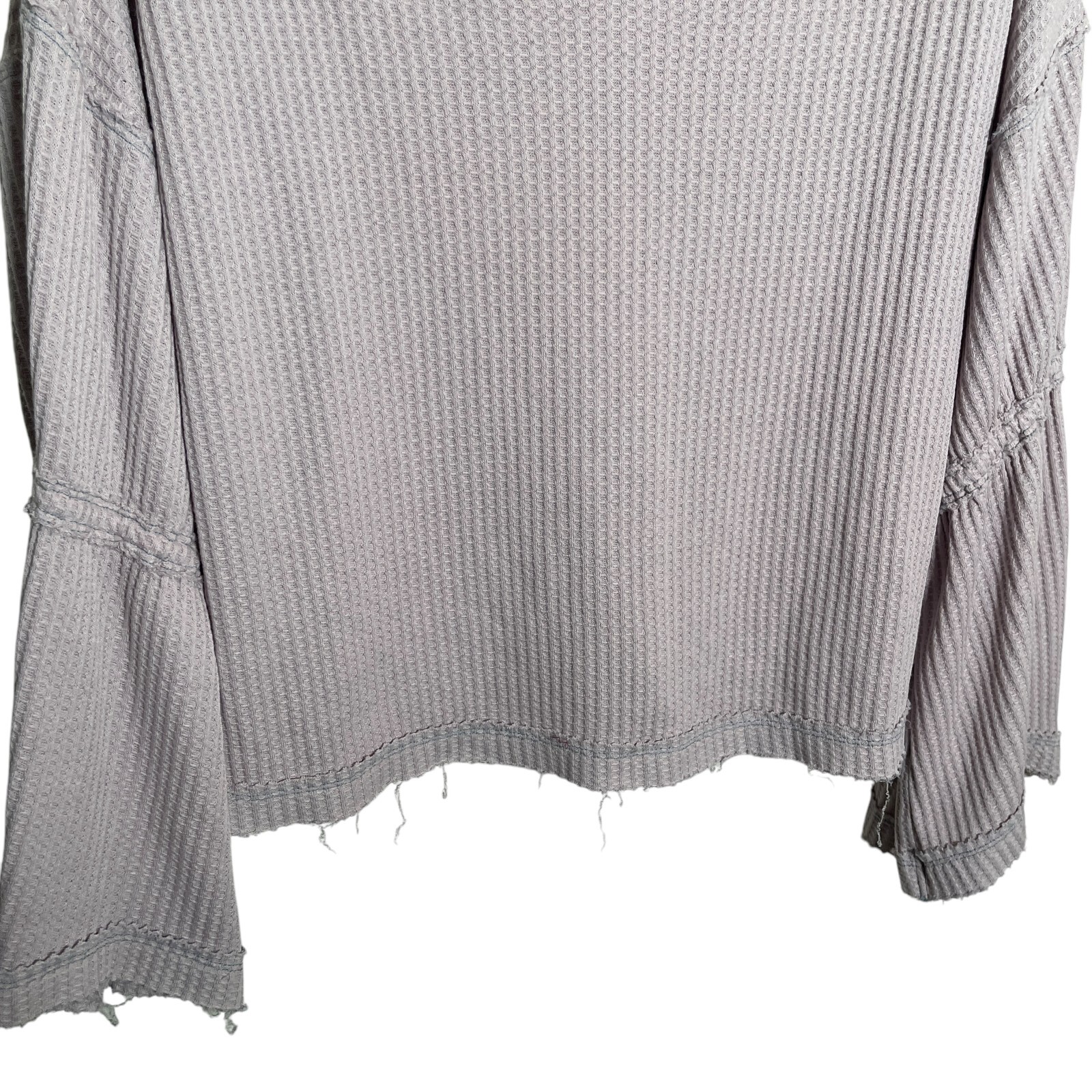 We The Free Blouse Women's Medium Thermal V-Neck Bell Sleeve Boho Slouchy Shirt gallery