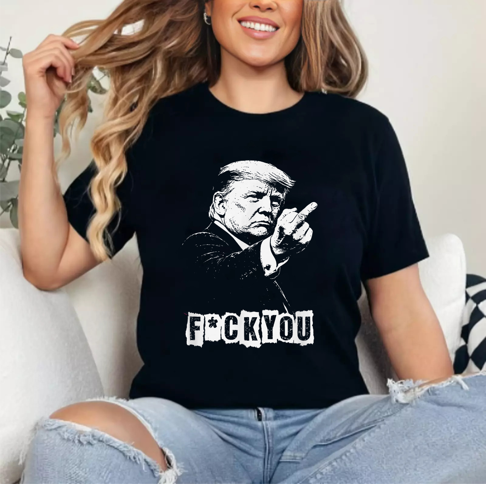 Trump Middle Finger 2026 Meme Funny Trump Flipping The Birds Unisex T-Shirt gallery