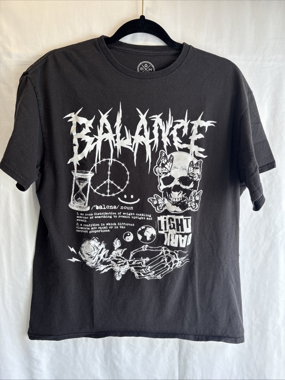 Balance Skull T Shirt Mens Large Black Dark Light💀☯️ gallery