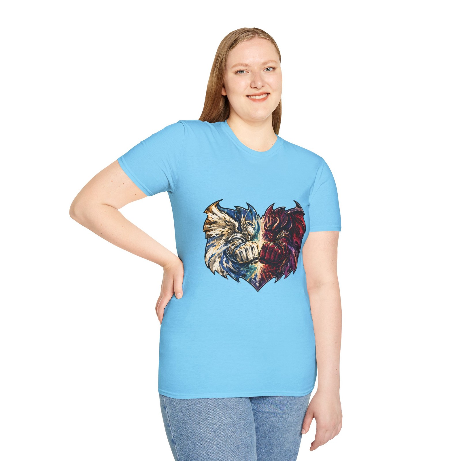Angel Demon Clash Dark Fantasy Armor Wings Combat Unisex Softstyle T-Shirt