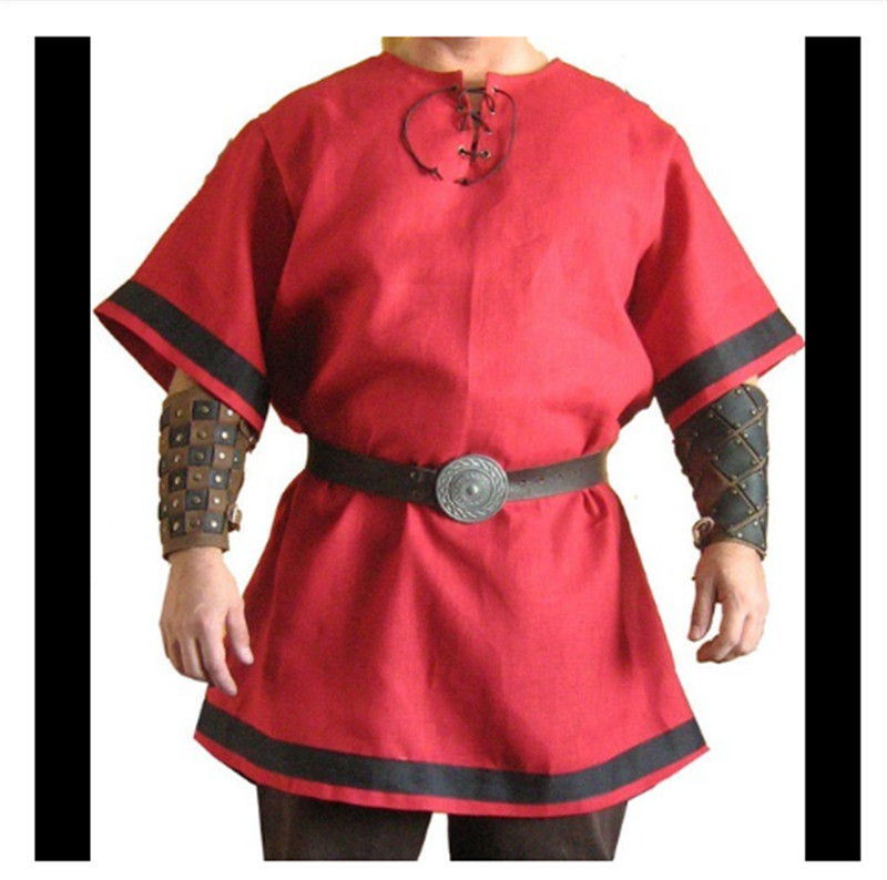 Men Medieval Viking Tunic Top Shirt Blouse Pirate Knight Cos Fancy Costume gallery