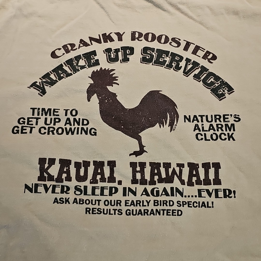 Crazy Shirts Kauai Hawaii Cranky Rooster T-shirt Tan Sz L 100% Combed Cotton EUC gallery