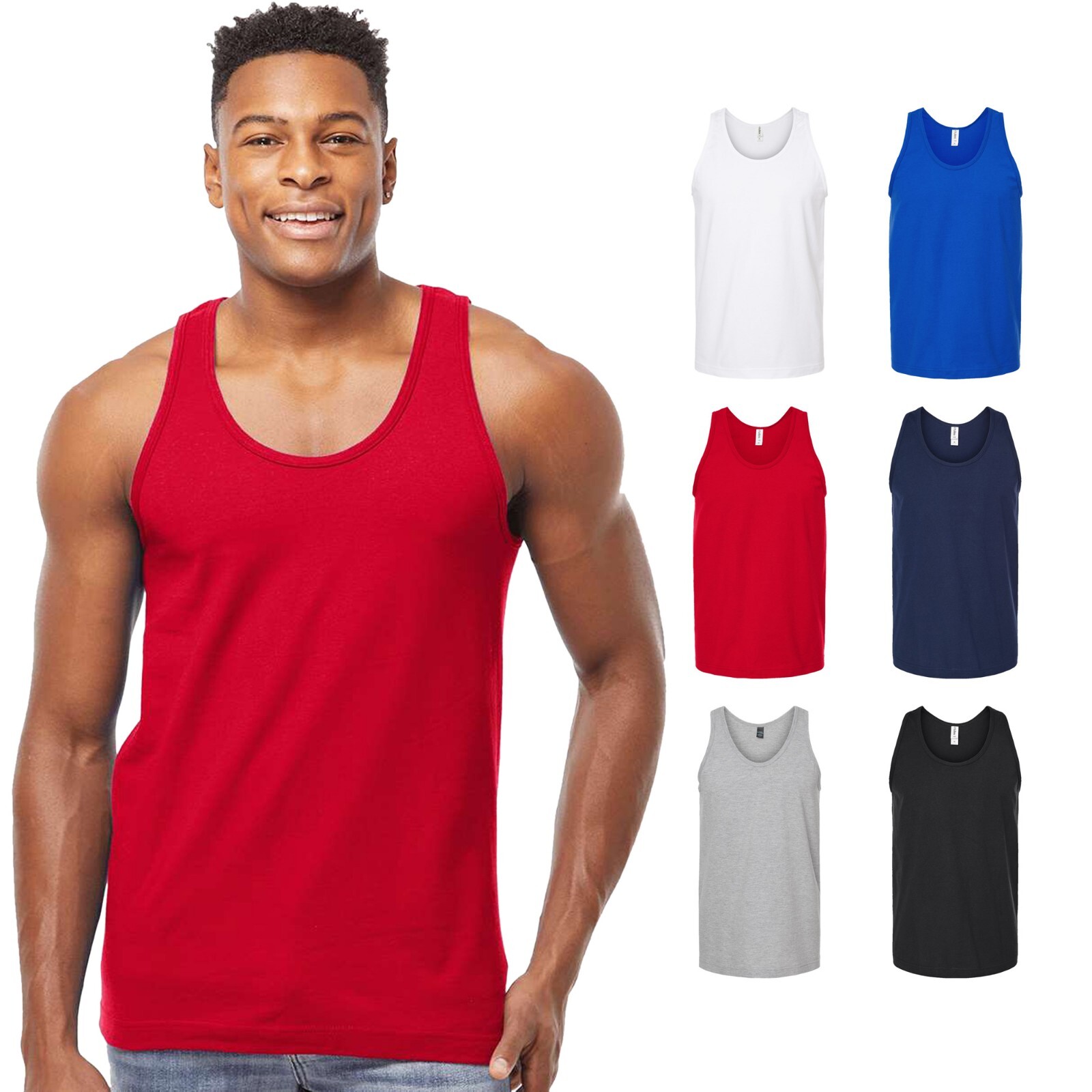 Tultex S105 Unisex Fine Jersey Tank Top T-Shirt Plain Tee Muscle Gym Sleeveless