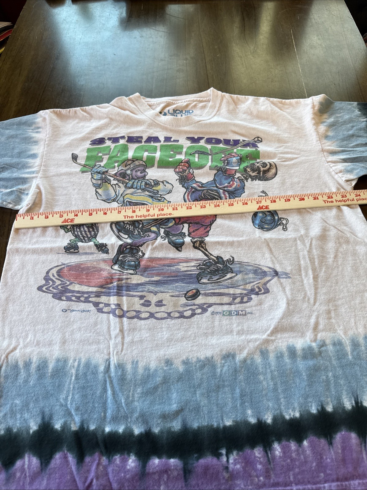 Vintage Grateful Dead Liquid Blue Hockey Tie Dye T Shirt 1994 XXL. 2XL Faceoff gallery