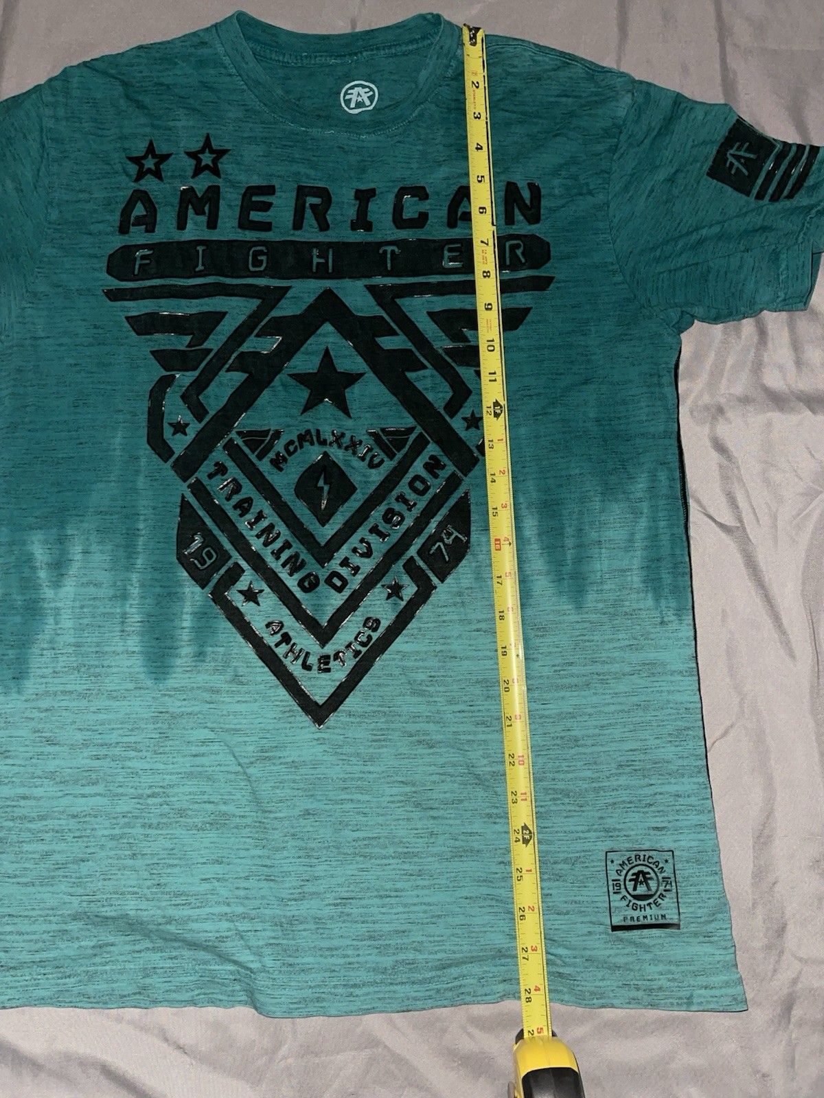 American Fighter Shirt Mens Large Teal Short Sleeve Graphic Fighting Buckle Tee gallery