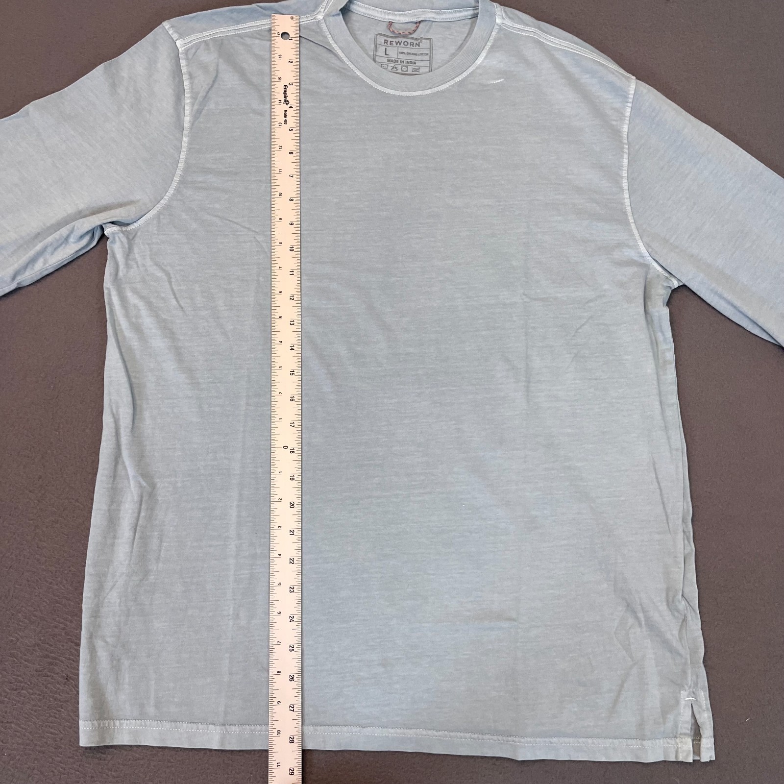 Reworn Long Sleeve Everyday T Shirt Men's Lg Chambray 100% Cotton Outdoor NWOT gallery
