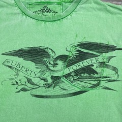 7 Diamonds Shirt Mens Large Green Eagle Liberty Forever Patriot Short Sleeve Tee