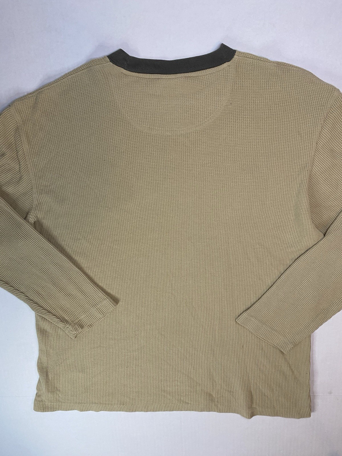 Avirex Waffle Knit Thermal Shirt Mens L Tan Military Logo Long Sleeve Y2K gallery
