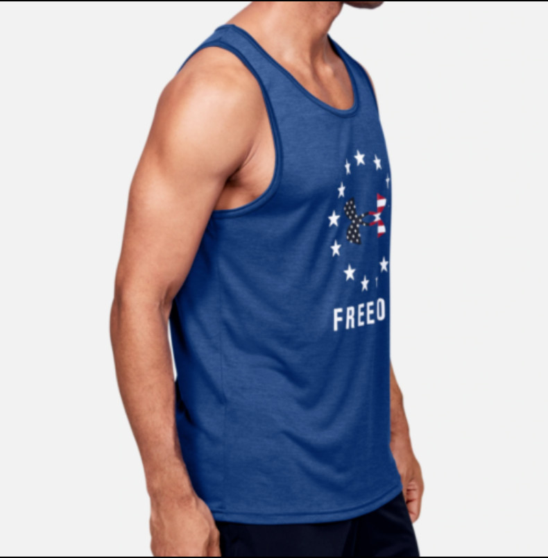 Under Armour Tank Top Mens Authentic Blue UA Tech USA Freedom Graphic Training gallery