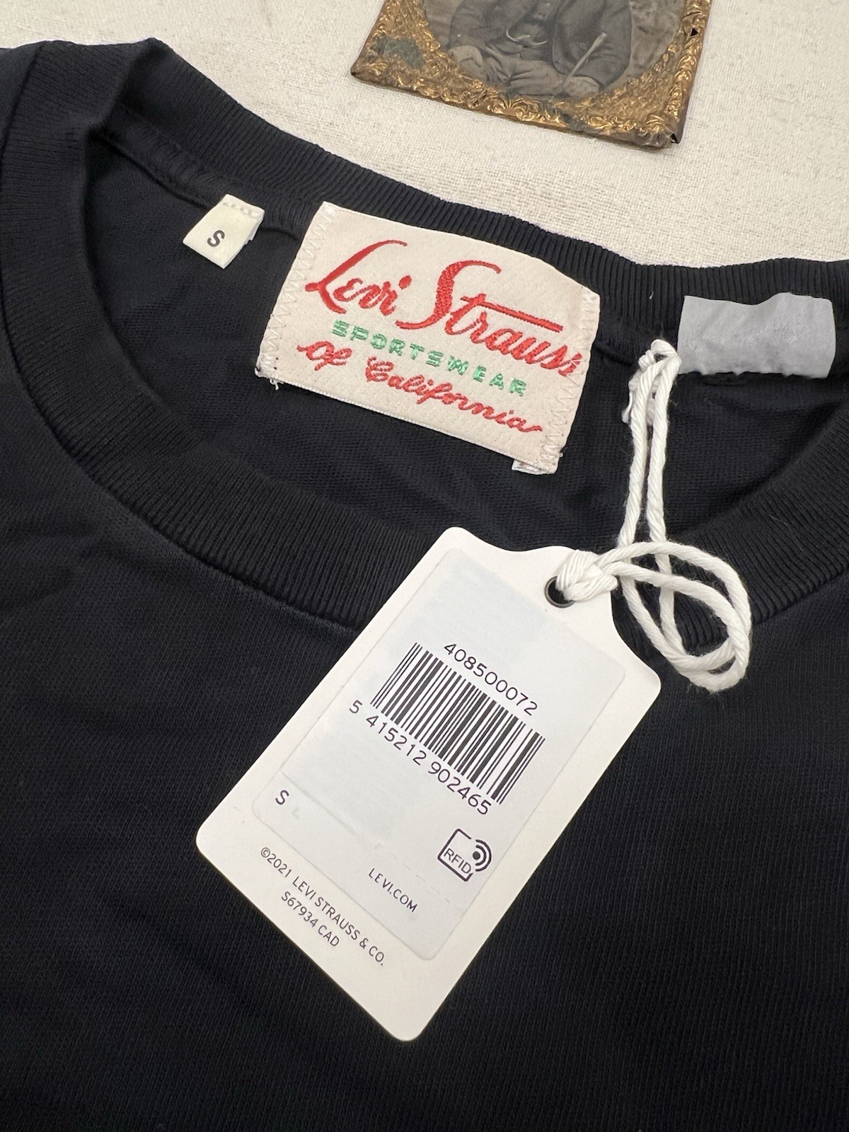 LVC T-Shirt S 50s Sportswear Black New Tags BNWT Levi's Vintage Clothing 36 Slim gallery