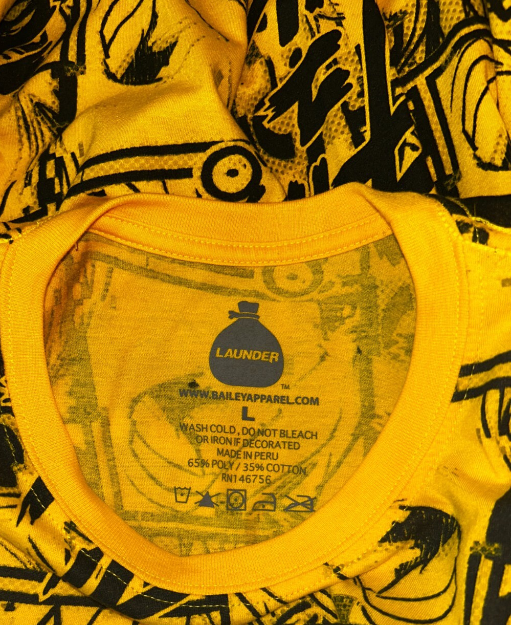 Launder T-Shirt Men's Large Legendary Tee Yellow Anime Styled Bailey Apparel gallery