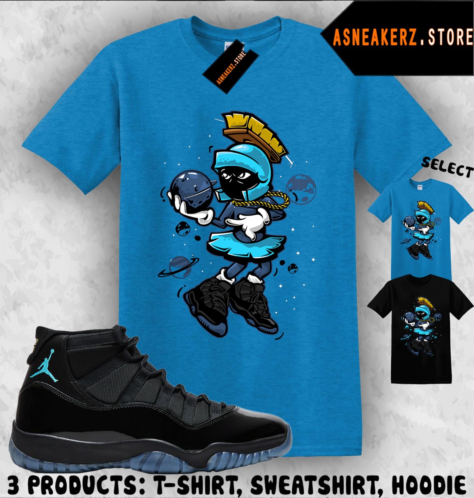 Shirt Matching AJ 11 Gamma Blue 2025 Match Sneaker Sneakerhead Martian T-Shirt gallery