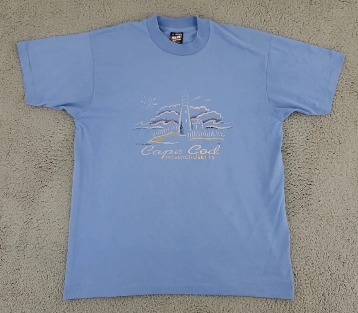VINTAGE Cape Cod Shirt Mens Large Lighthouse Fruit Of The Loom F&M MA Adult A63 gallery