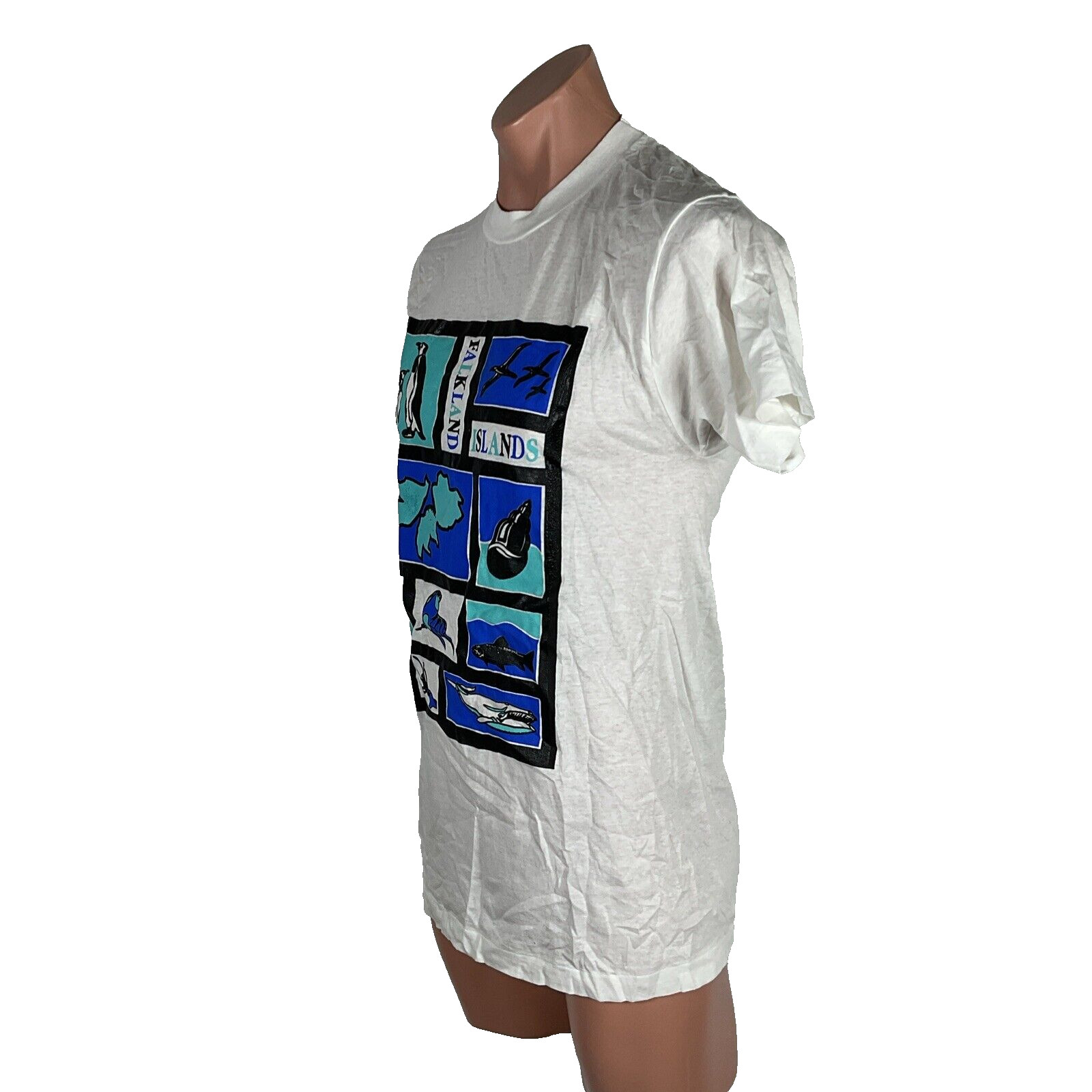 VTG Screen Stars FALKLAND ISLANDS International travel Souvenir t-shirt White LG gallery