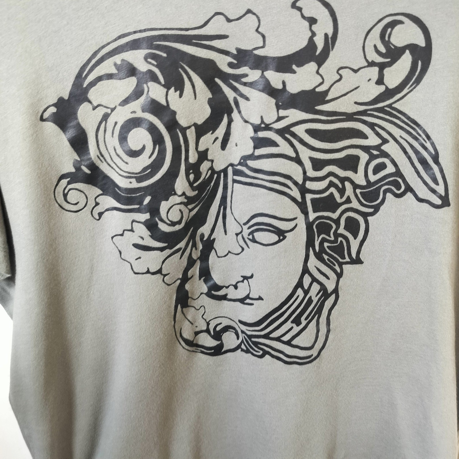 Versace Collection Medusa Graphic T-Shirt Olive Green Grey Mens Crew Neck Tee gallery