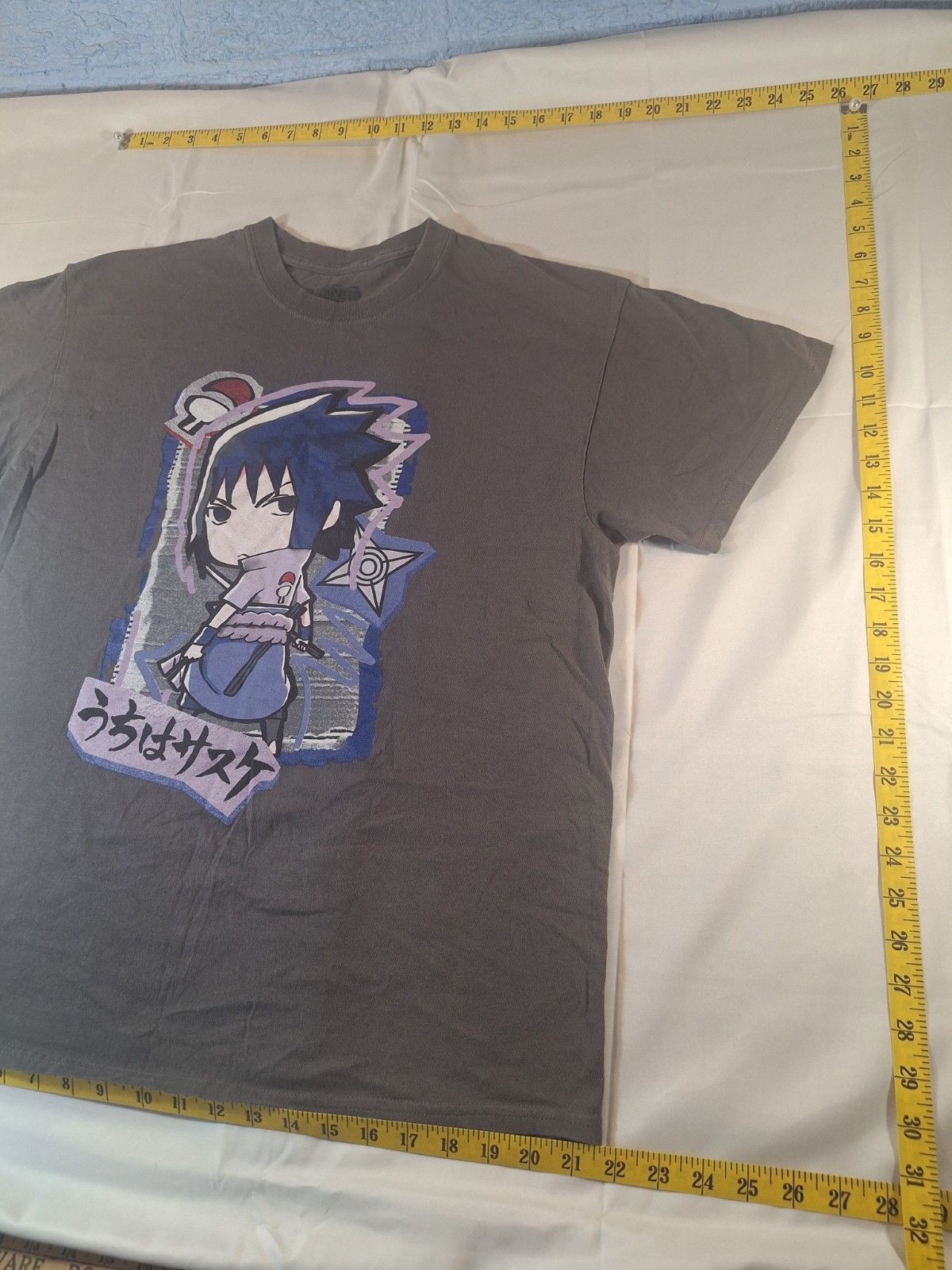Size L Ripple Junction Naruto Shippuden Sasuke Uchiha Gray Graphic Tee gallery