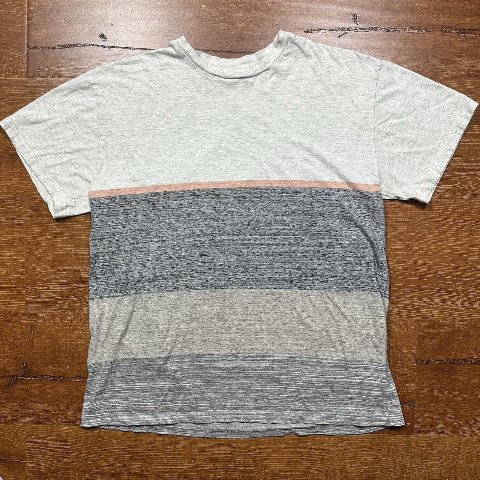 John Elliott T Shirt Mens 1 S Gray Stripe Colorblock Fall Winter 18 Retro City