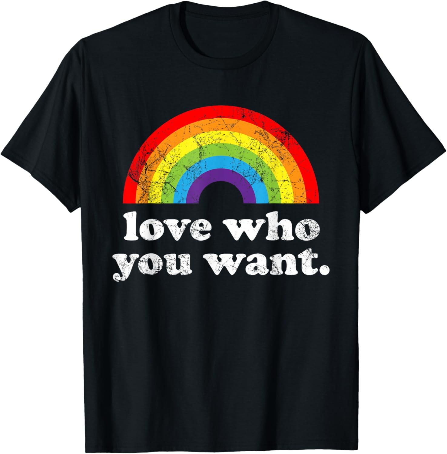Gay Pride Month Love Who You Want LGBTQ+ LGBT Rainbow Flag T-Shirt