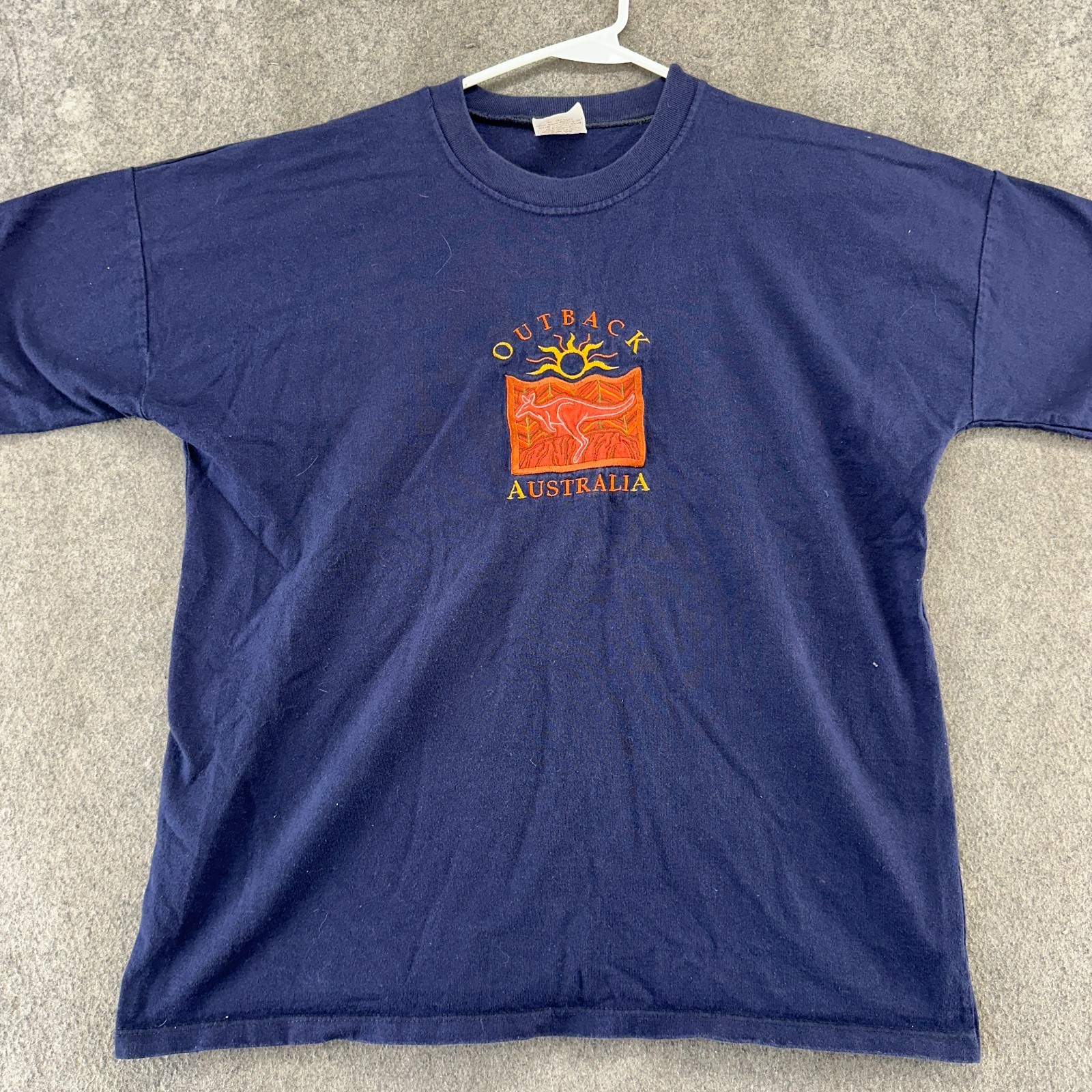 VTG Australia Outback Shirt Mens M Blue Kangaroo Embroidered Short Sleeve 90s