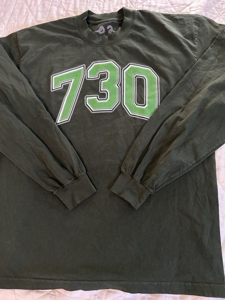 Asspizza 730 Green stitch print longsleeve large