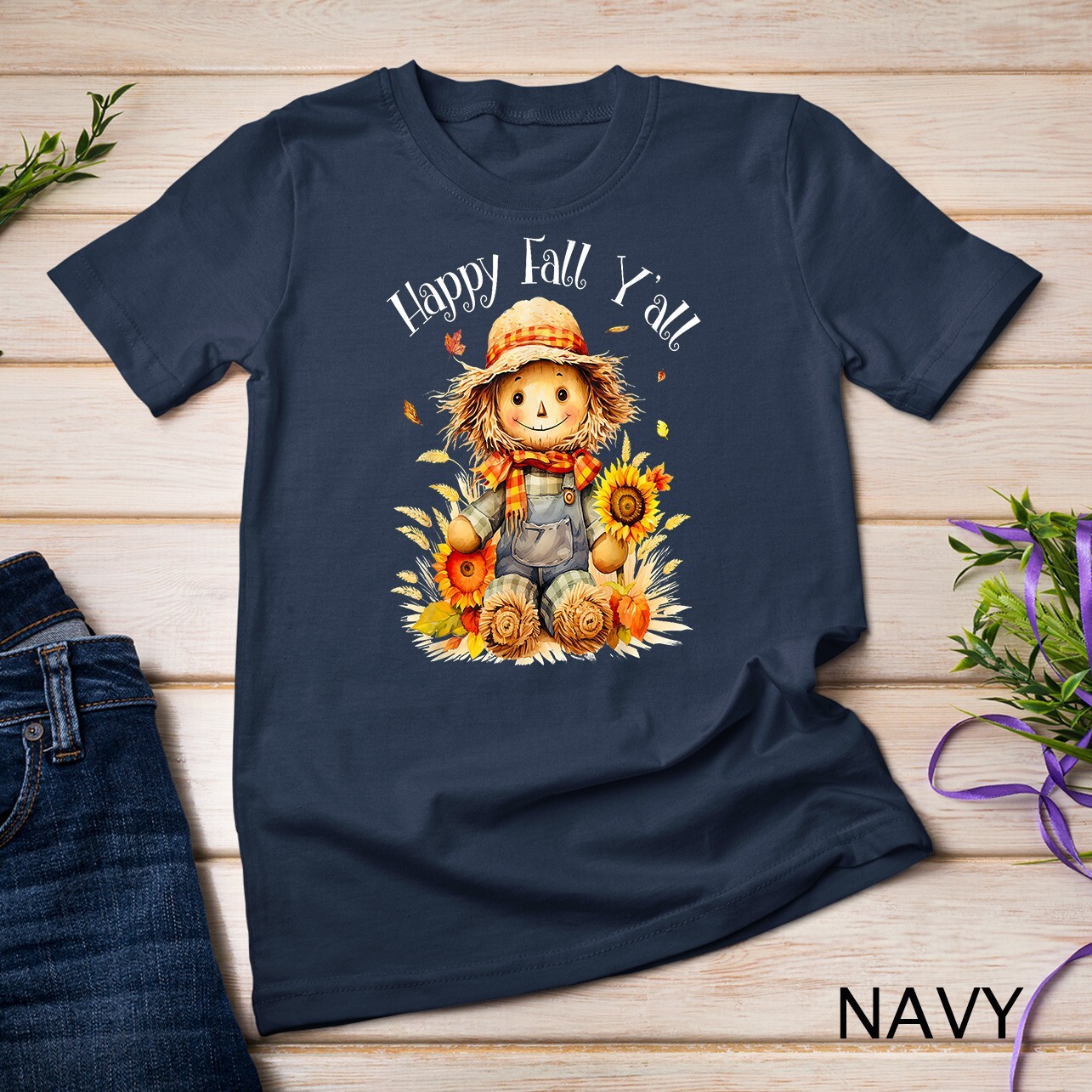 Happy Fall Yall Shirt Scarecrow Pumpkin Autumn Thanksgiving Unisex T-shirt gallery