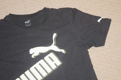 Puma Athletics Men’s White Embossed Logo w/ Yellow Outline Dark Gray T-Shirt