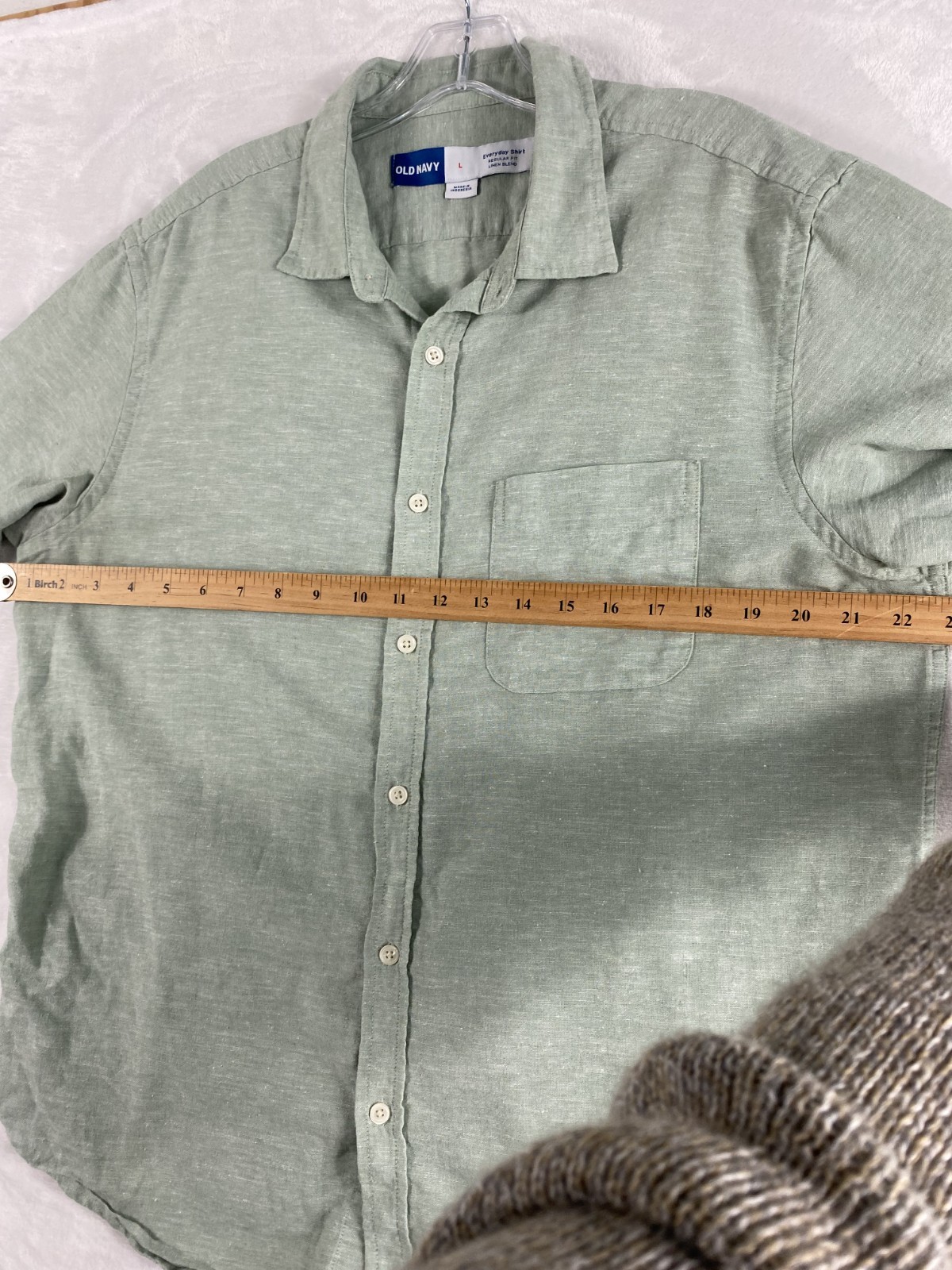 Old Navy Everyday Shirt Men L Sage Green Linen Blend Short Sleeve Resort Coastal gallery