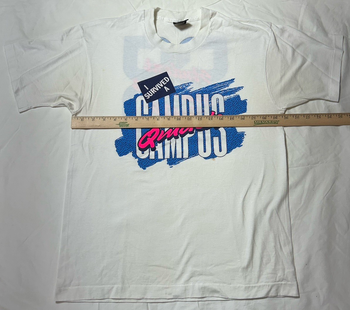 Vintage I Survived A Campus Quickie Tshirt Sz Large Humor Novelty College *Note gallery