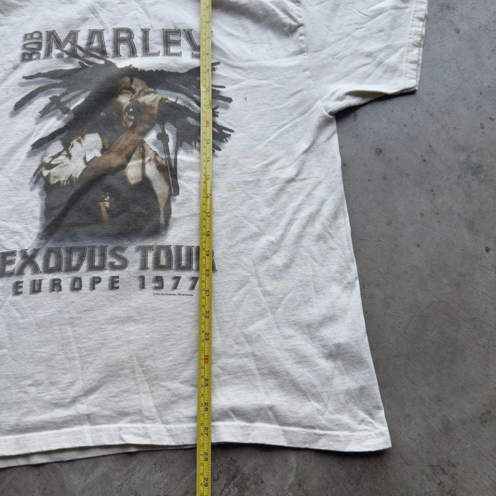 Vintage Bob Marley Exodus Tour Europe 1977 Graphic T-Shirt White Size L gallery
