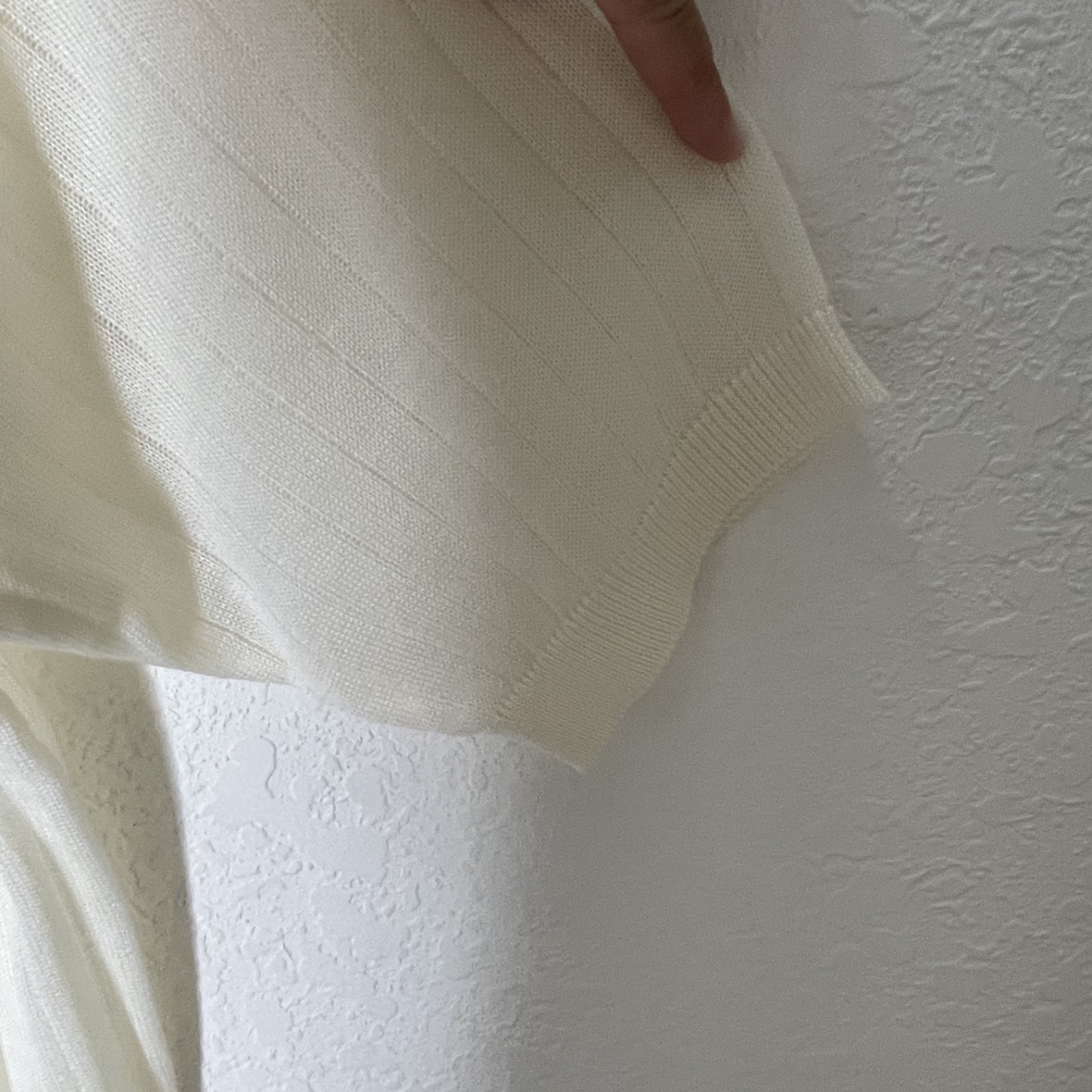 Vtg Henri Valdise Collection Short Sleeve Knit Shirt Mens Sz M Cream Semi Sheer gallery