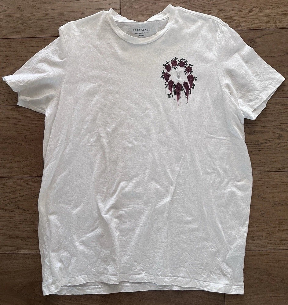 All Saints Rose Skeleton Wreath Graphic Tee Shirt Men’s Sz L