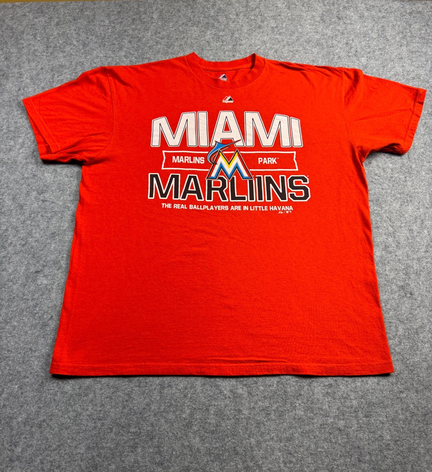 Miami FL Marlins Baseball Team MLB Majestic Shirt XL Orange little Havana park gallery