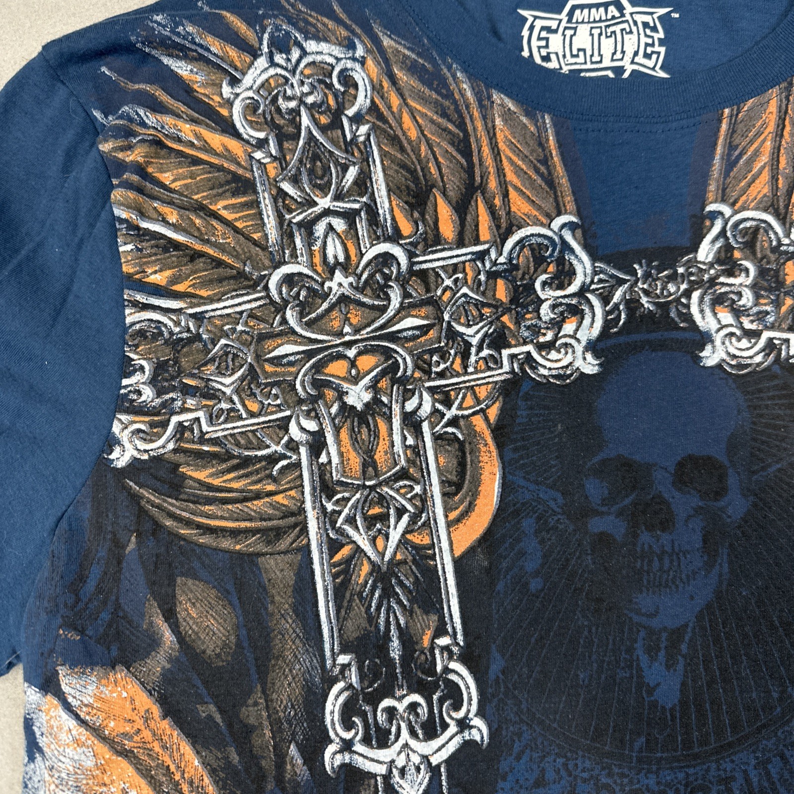 Vintage Y2K MMA Elite Thermal T Shirt Mens SIze Lace Long Sleeve Crewneck Skulls gallery