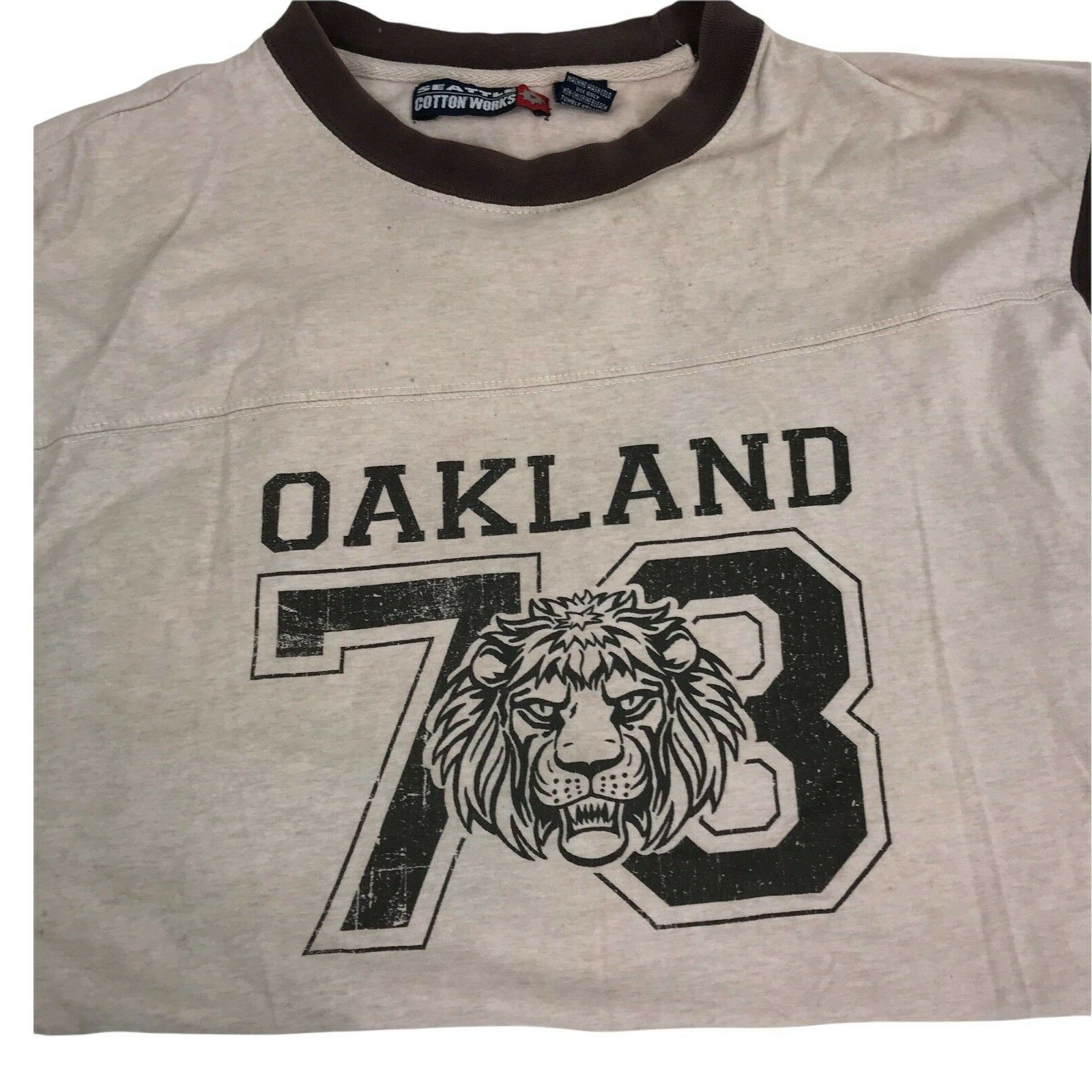 Vintage Shirt Oakland Lion 73 T-shirt Seattle Cotton Works Ringer L Muscle Tee gallery