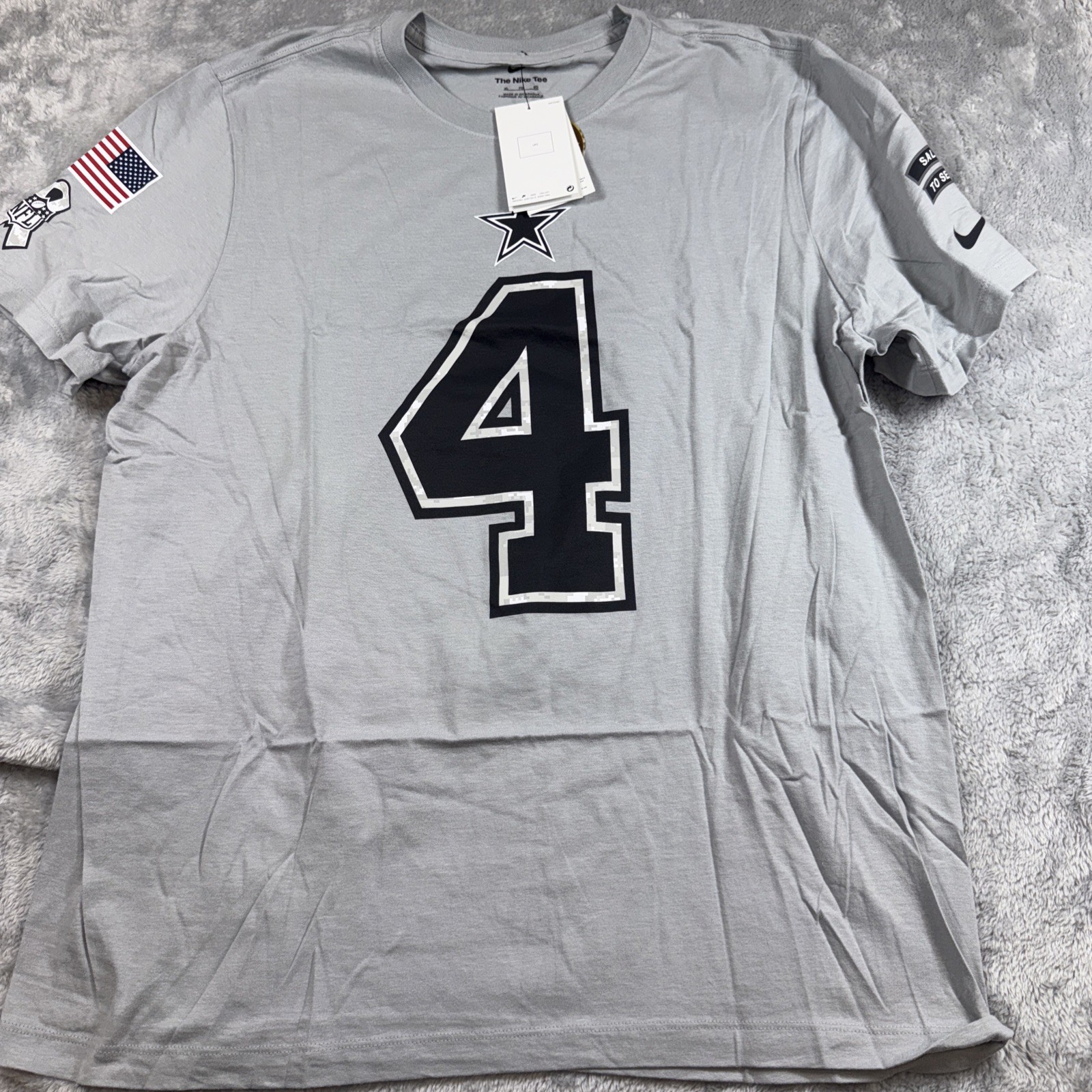 Nike Dallas Cowboys Dak Prescott Mens XL Grey Salute to Service T-Shirt gallery