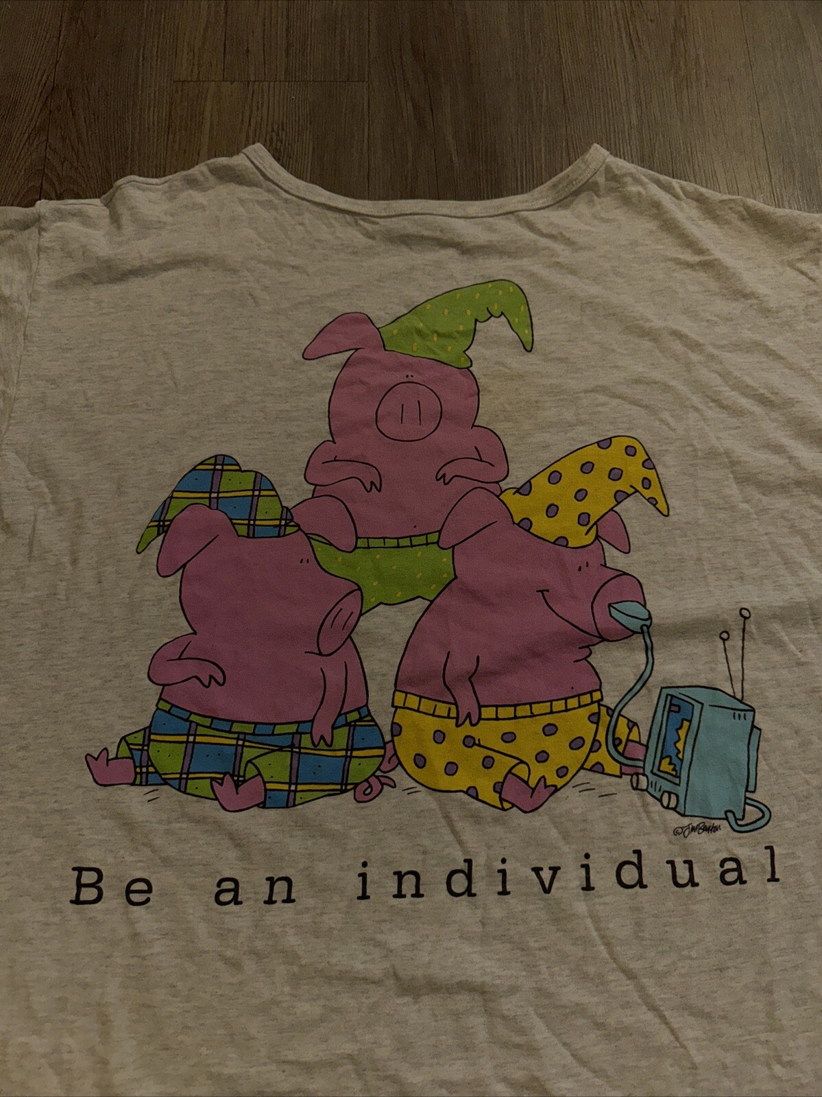 Vintage Jim Benton RARE T Shirt Single Stitch Size 3XL Be An Individual Pink Pig gallery