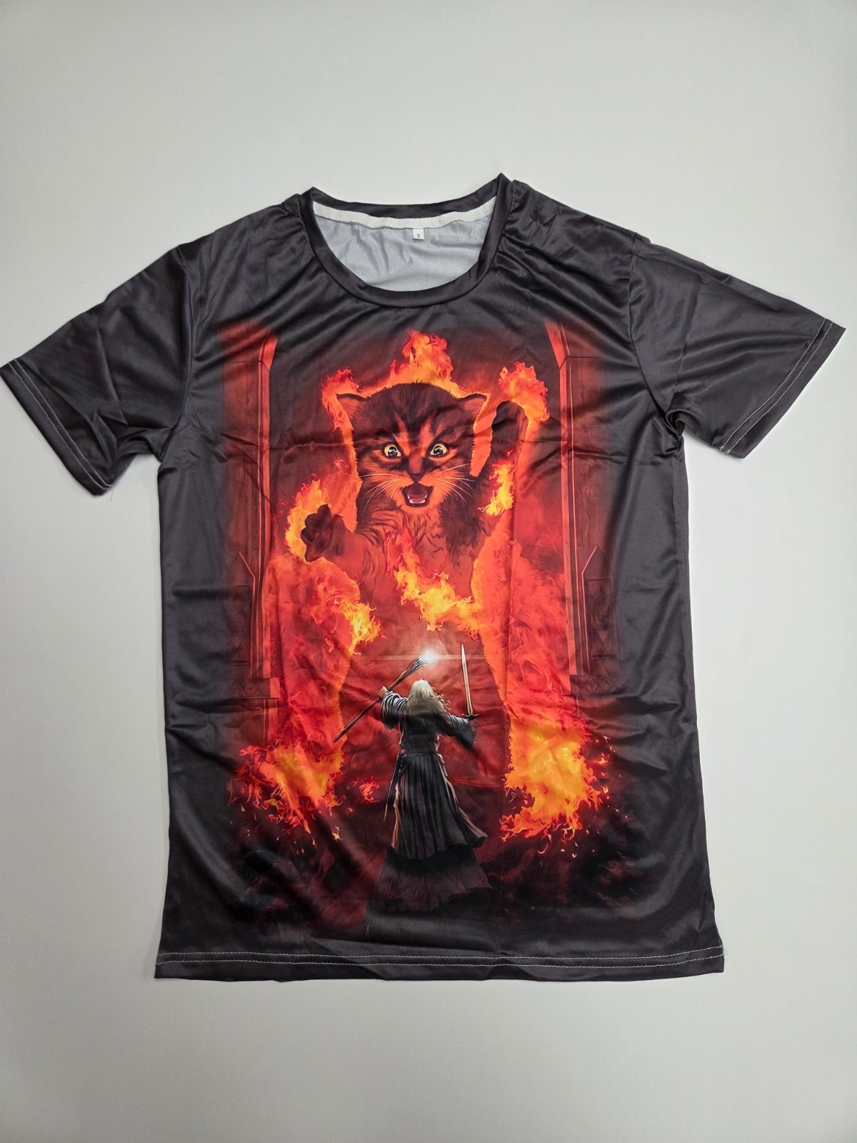 Gandalf vs Kitten Balrog You Shall Not Pass LOTR Soft Gray T-Shirt S/M/L/XL
