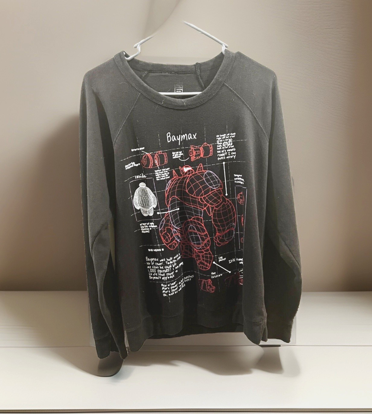 Baymax Hero 6 Long Sleeve MEDIUM Diagrammed Body Medium Weight T Shirt