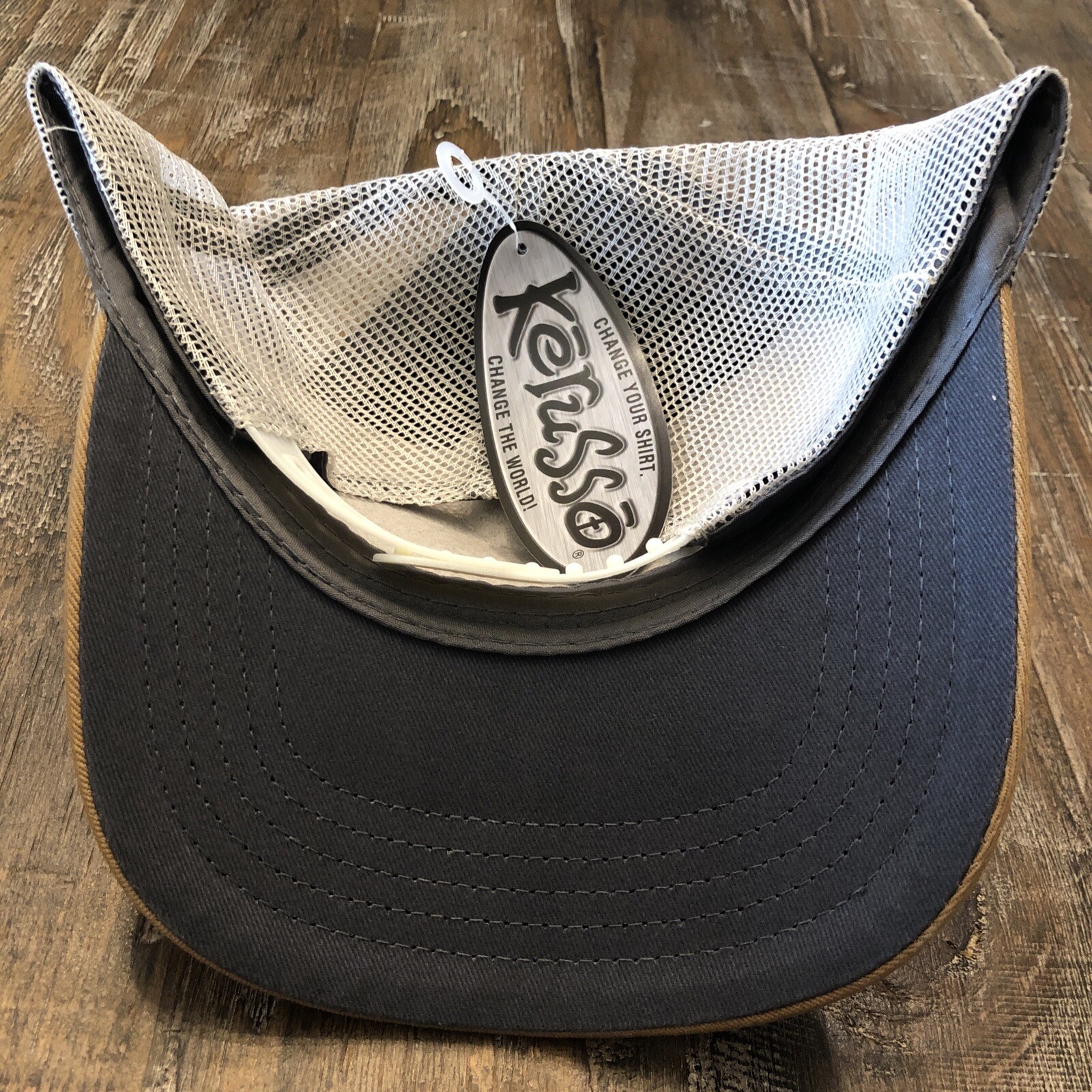 Kerusso Tougher Than Nails Adjustable Hat Grey/Orange/White Mesh Trucker Hat gallery