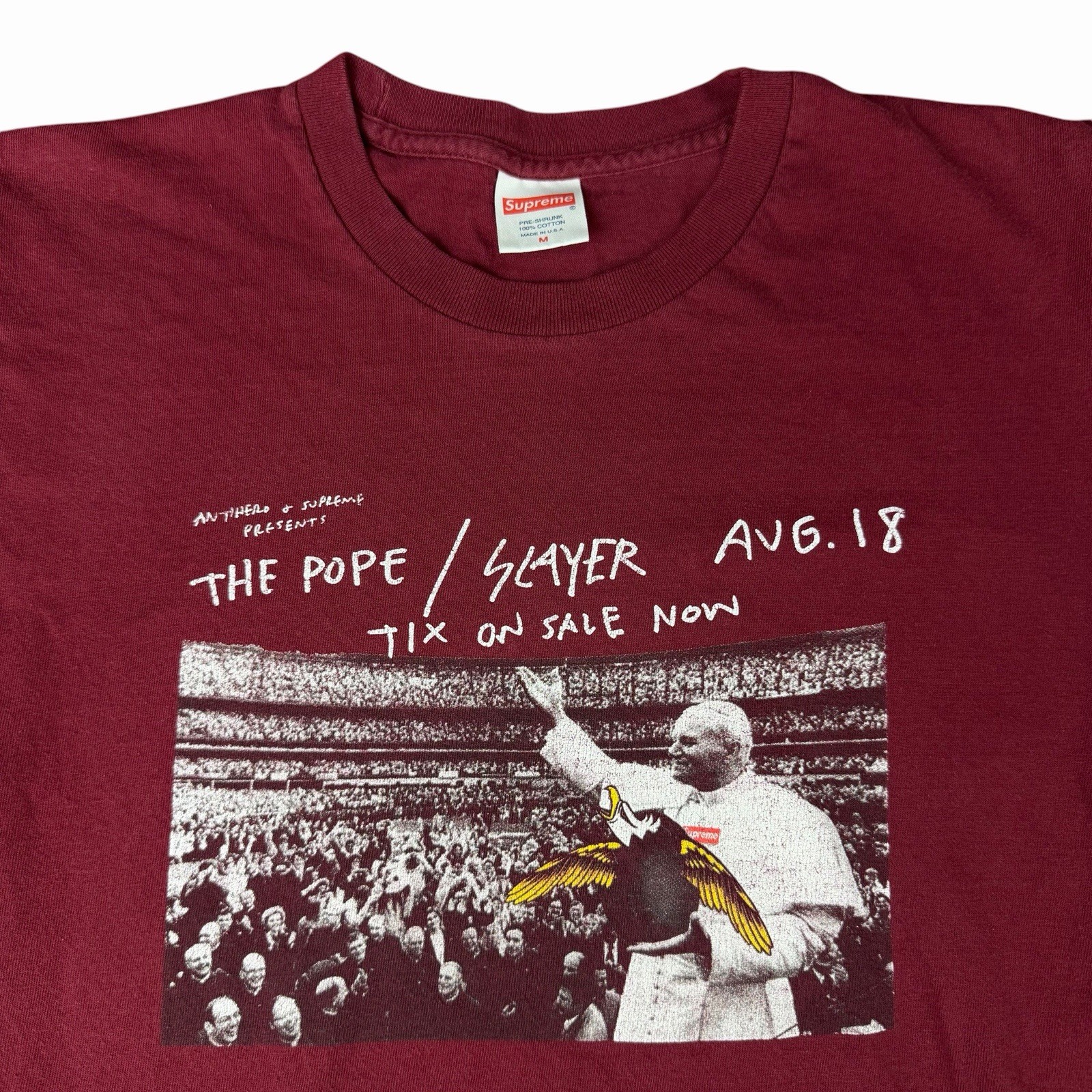 Supreme x Antihero Pope Tee Burgundy SS16 Adult Size Medium M OG Rare Authentic gallery