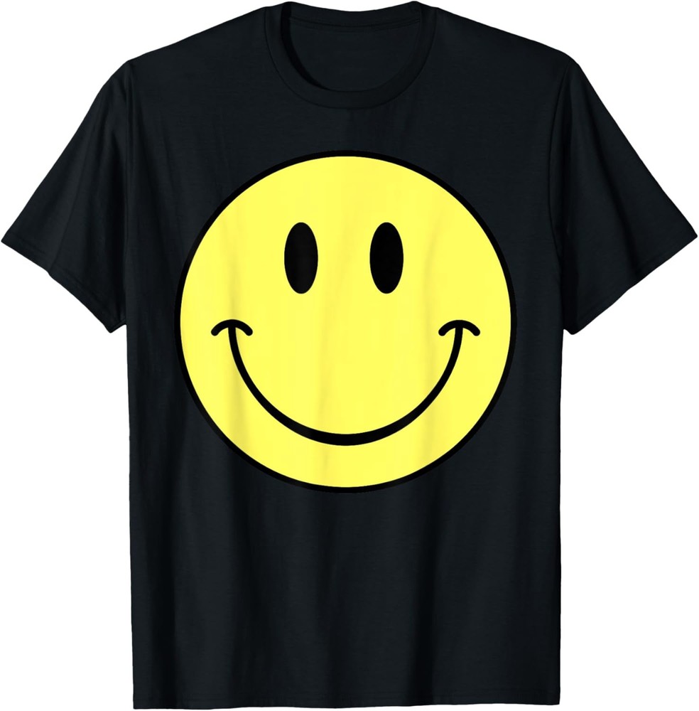 70s Yellow Smile Face Happy Cute Smiling Face Funny Retro T-Shirt