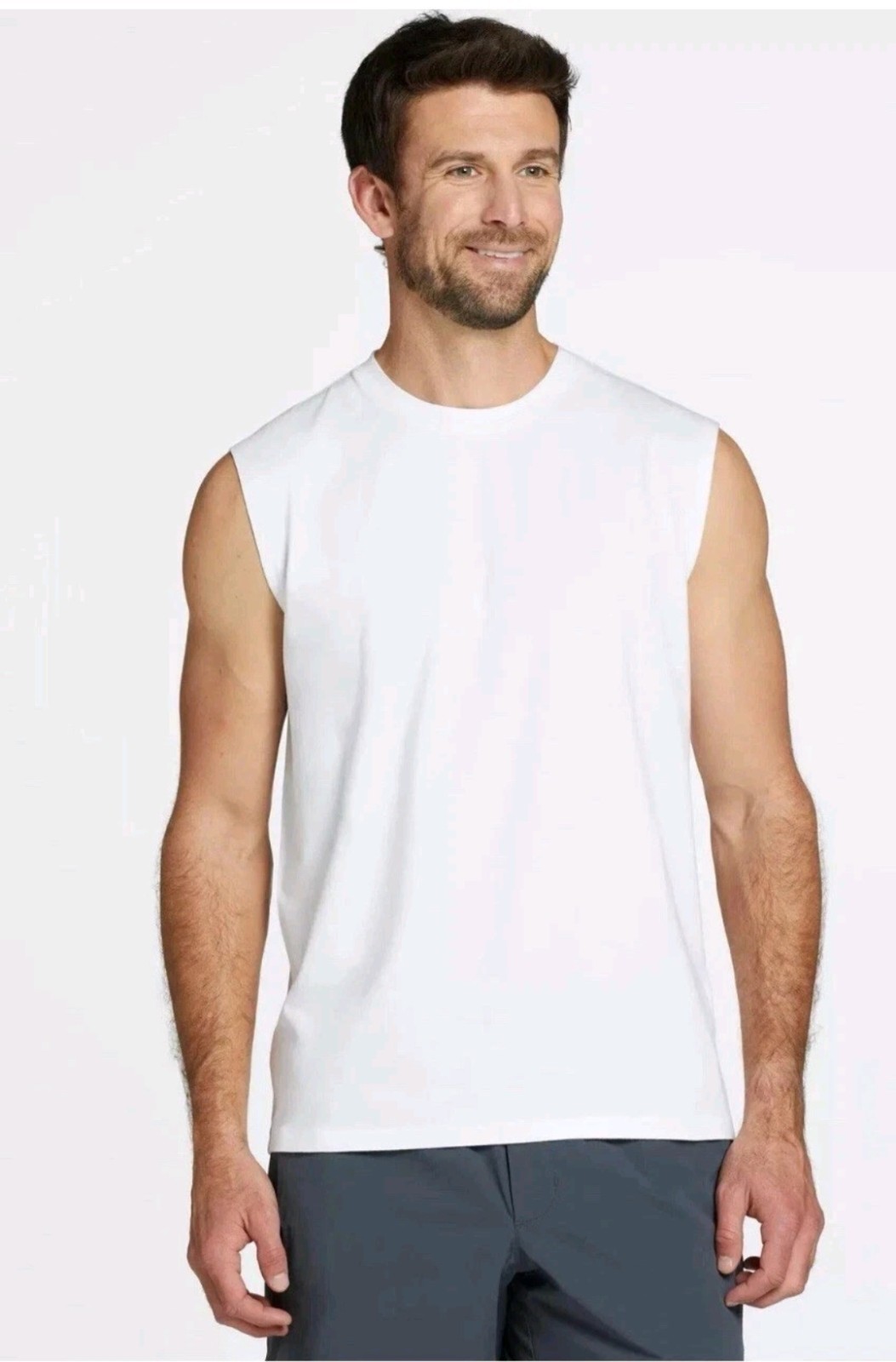 VRST ‘ MENS ‘ ESSENTIAL MUSCLE TANK GW ‘ WHITE ‘ MEDIUM – UV PROTECTION