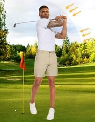 PULI Men’s Golf Dress Shorts Flat Front Hybrid 7 Inch Lightweight 38, Khaki
